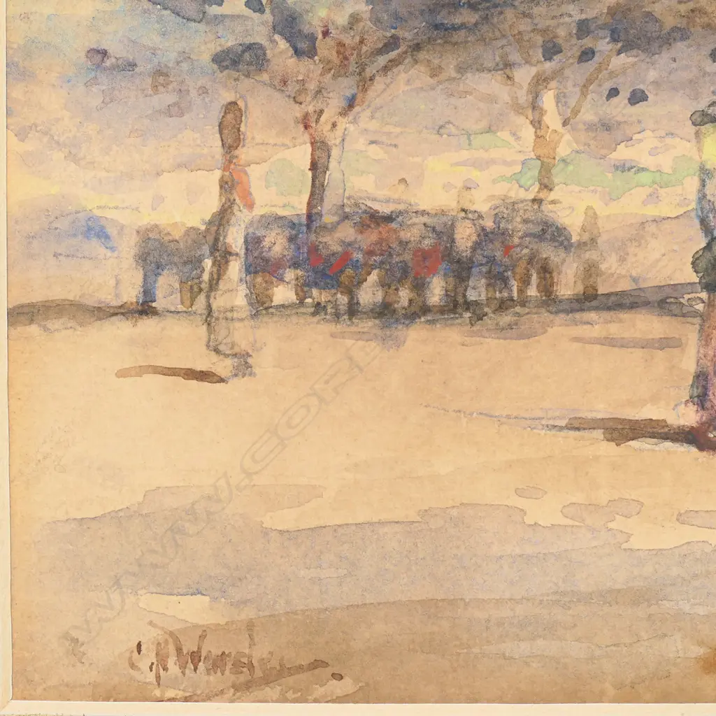 C.N. WORSLEY (1862-1923)  'MARKET DAY', WATERCOLOUR, SIGNED, 142 x 292mm Image 1++