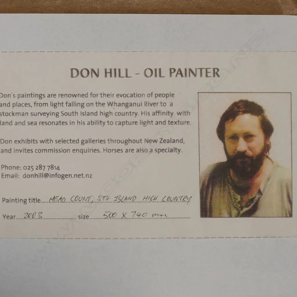 Don Hill (NZ) 'Head Count South Is. High Country', Image 1++