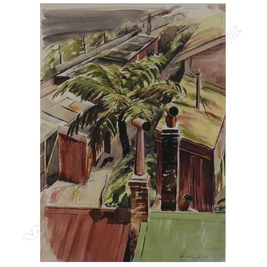 Eric Albert Lee-Johnson (1908-93) untitled Kelburn Rooftops, Image 1++