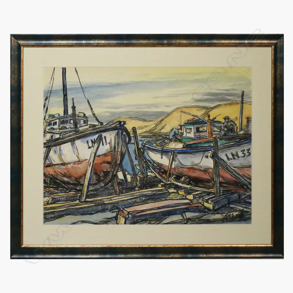 Rudi Gopaz (1913-1982) 'Second Wharf Off Kaikoura', Image 1++