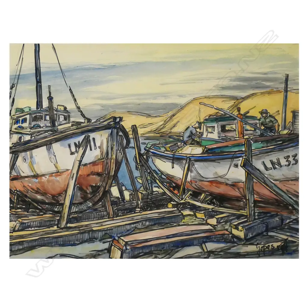 Rudi Gopaz (1913-1982) 'Second Wharf Off Kaikoura', Image 1++