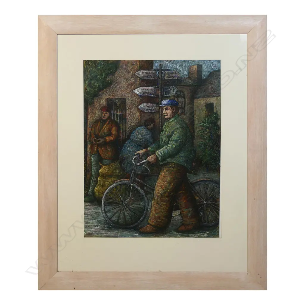 Suzanne O'Driscoll (Irish) 'Town Square, Man with Bike', Image 1++