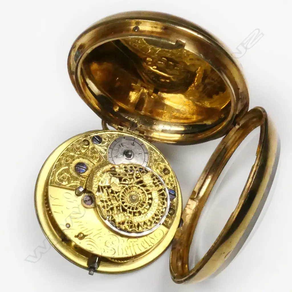 A rare George III rolled gold fuzee pocket watch with Nelson Trafalgar theme, Image 1++
