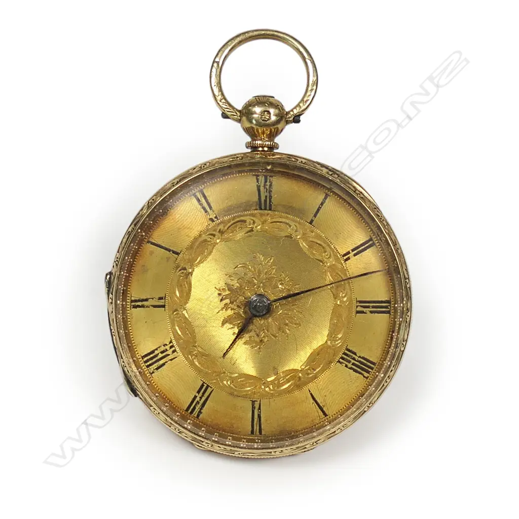 A c.1900 New Zealand made (movement) 18ct gold pocket watch, Image 1++