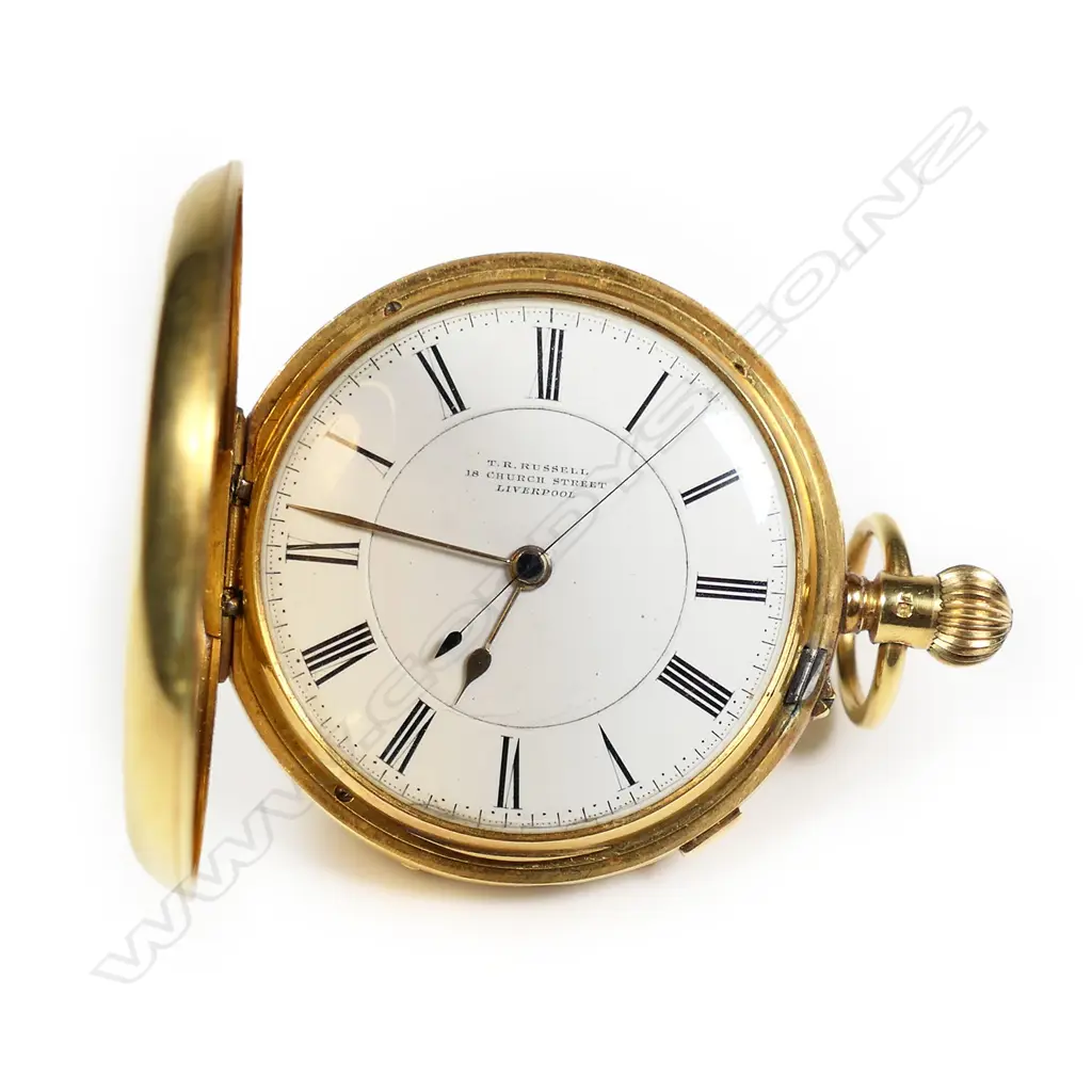 A Victorian18ct gold hunter chronograph gents pocket watch, Image 1++