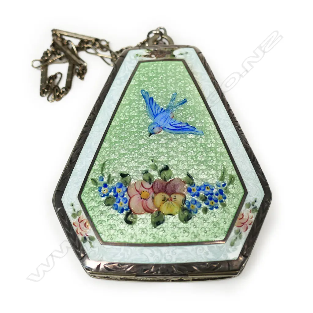 An Art Deco period French silver and enamelled lady's compact, Image 1++