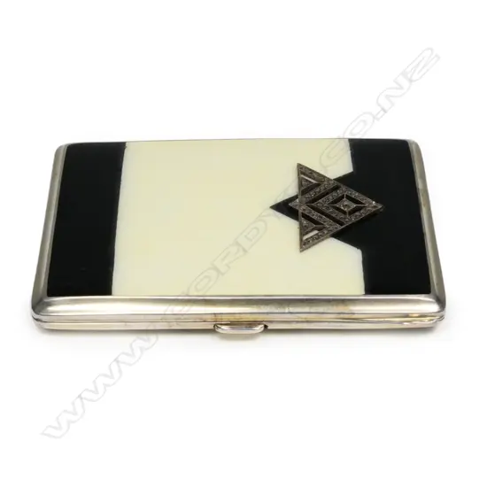 A European silver and enamel Art Deco cigarette case,