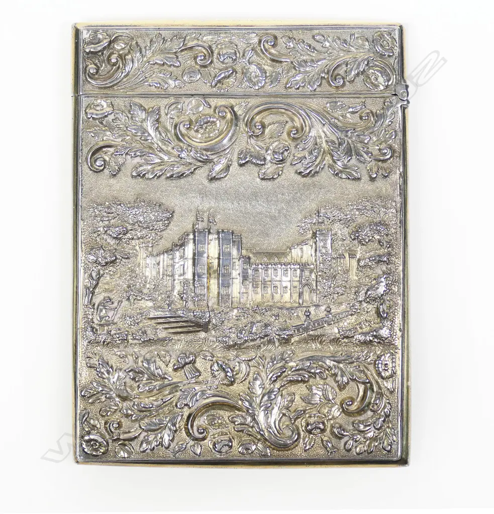 A rare early Victorian silver double sided castle-top card case, Image 1++