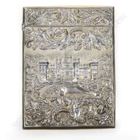 A rare early Victorian silver double sided castle-top card case,