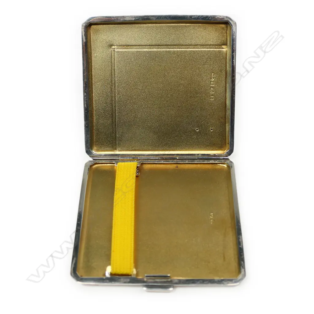An Art Deco silver and guilloche enamel card case, Image 1++