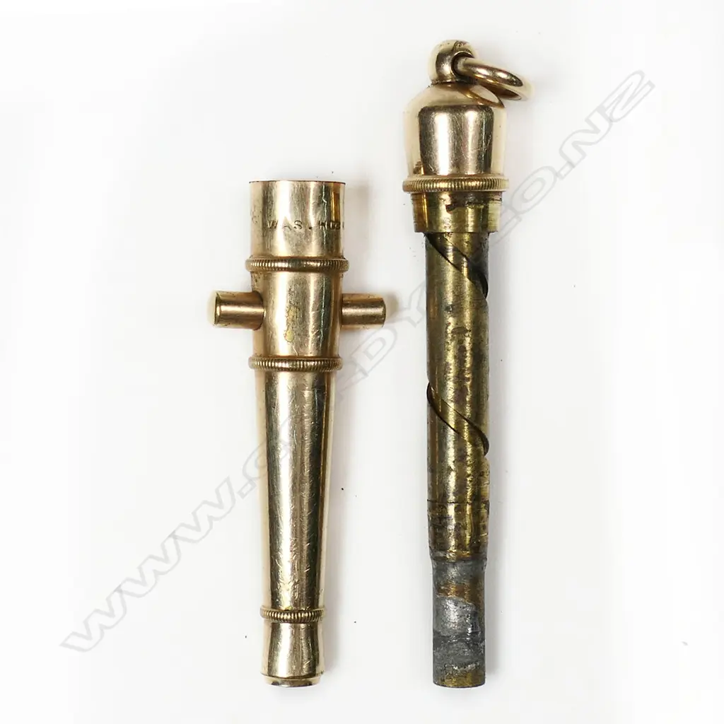 A Victorian gold plate canon form propelling pencil/pen, Image 1++