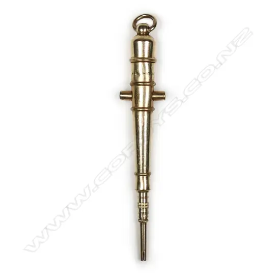 A Victorian gold plate canon form propelling pencil/pen,