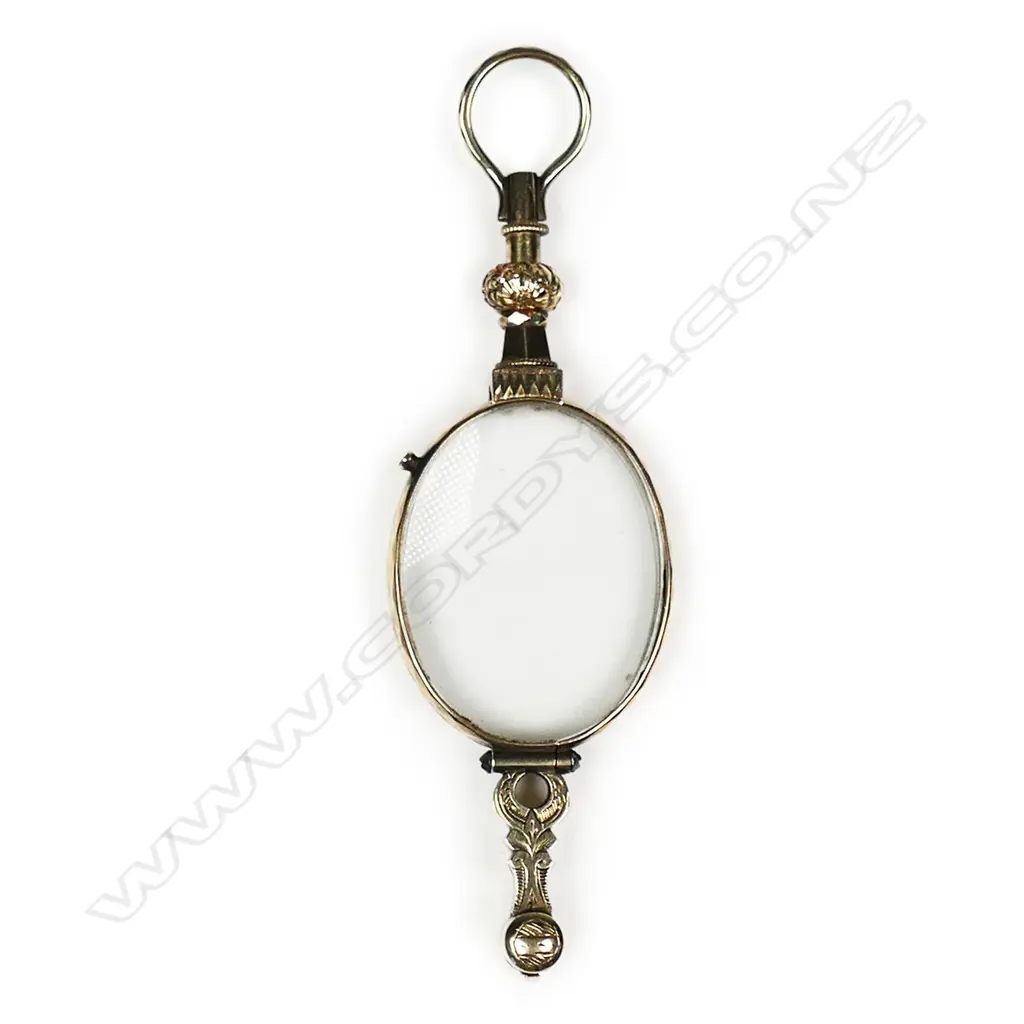 A 19thC 15ct. yellow gold folding lorgnette, Image 1++