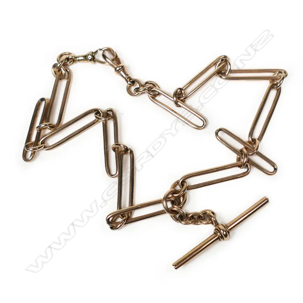 An Edwardian 9ct rose gold fob chain, Image 1++