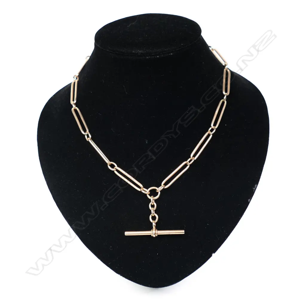 An Edwardian 9ct rose gold fob chain, Image 1++