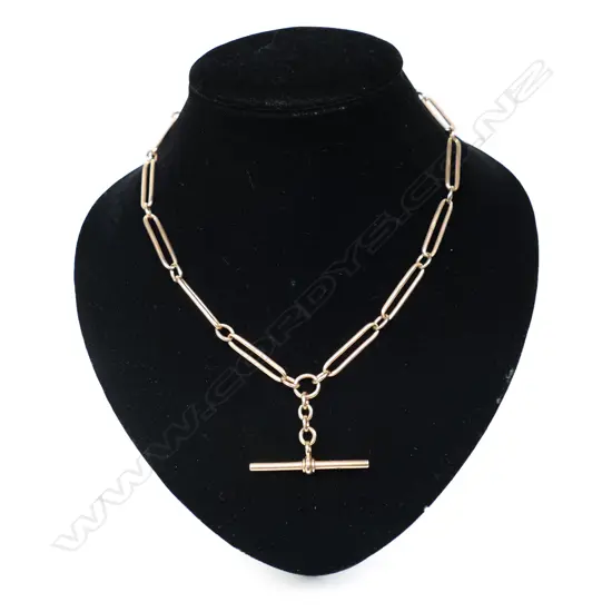 An Edwardian 9ct rose gold fob chain,