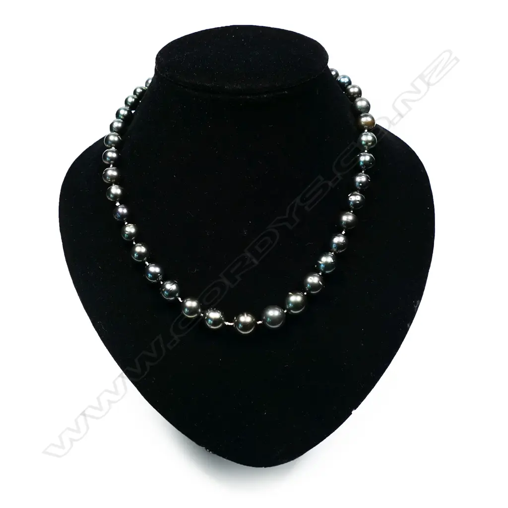 A cultured black Tahitian pearl necklace, Image 1++