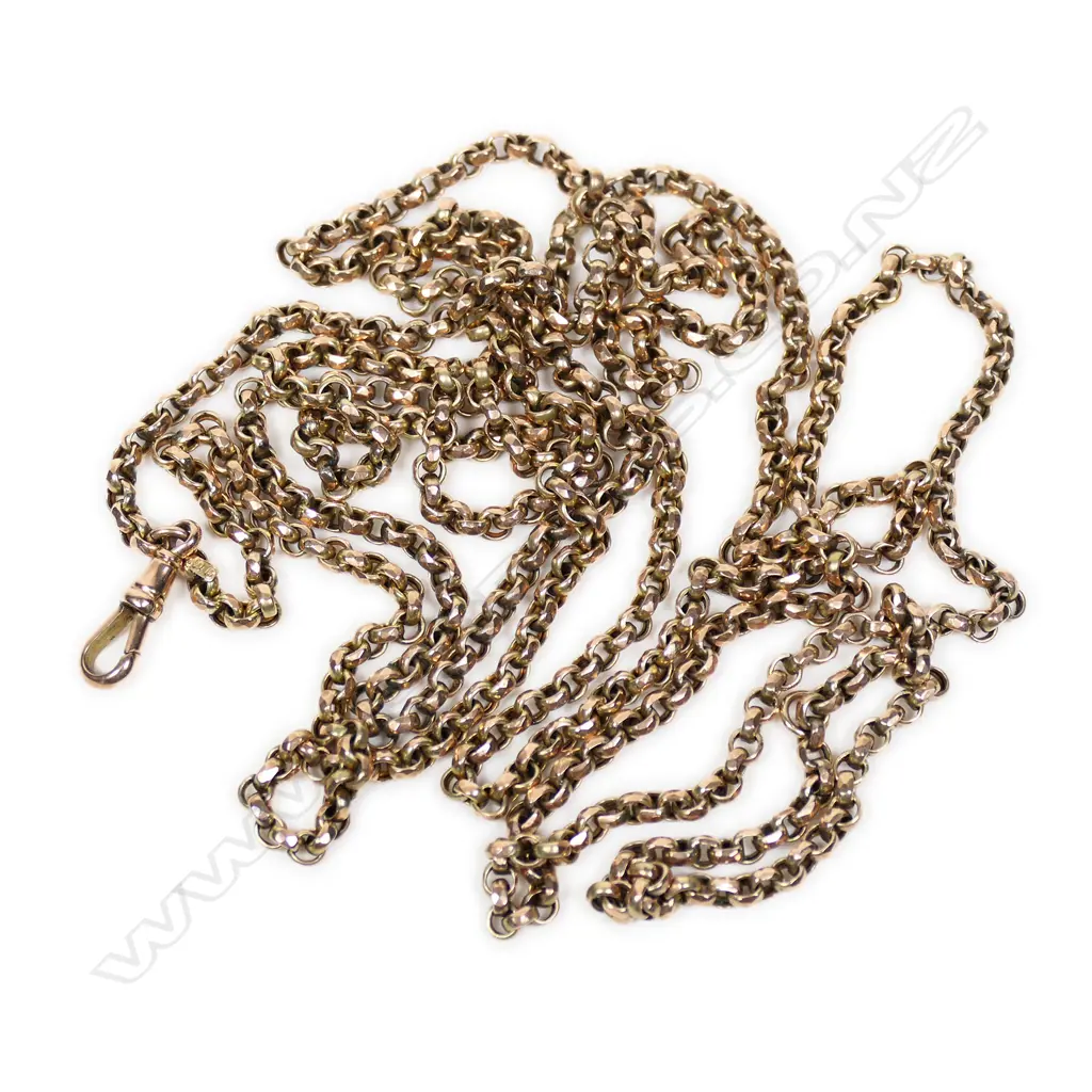 A c.1900 9ct rose gold muff chain, Image 1++