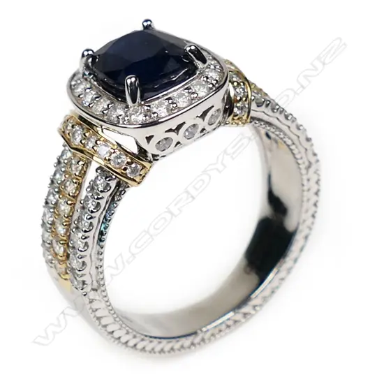 A 14ct gold sapphire and diamond statement ring,