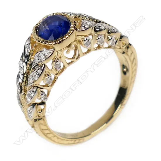 A 14ct gold sapphire and diamond dress ring,