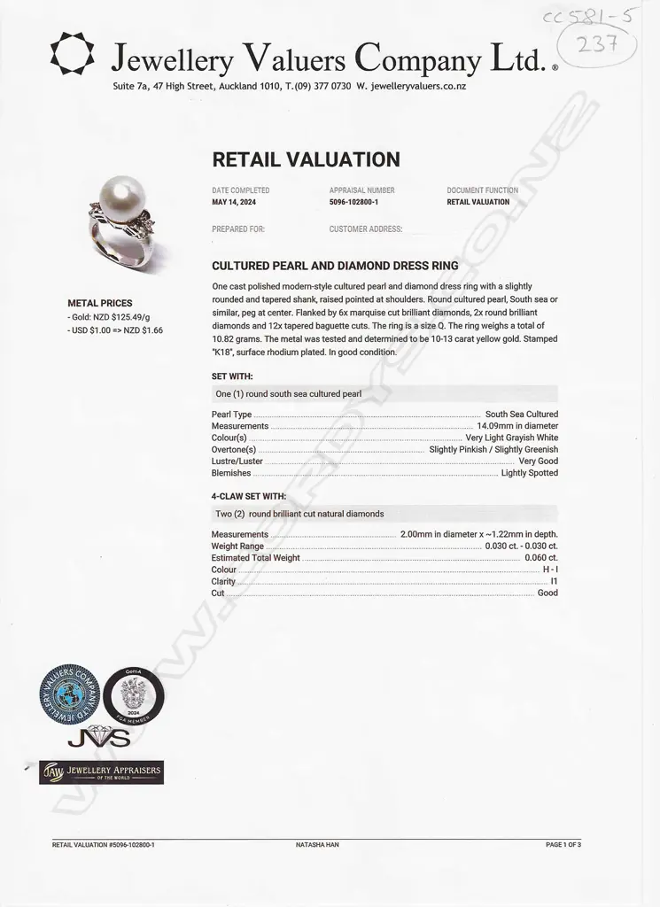 A 10ct gold pearl and diamond dress ring, Image 1++