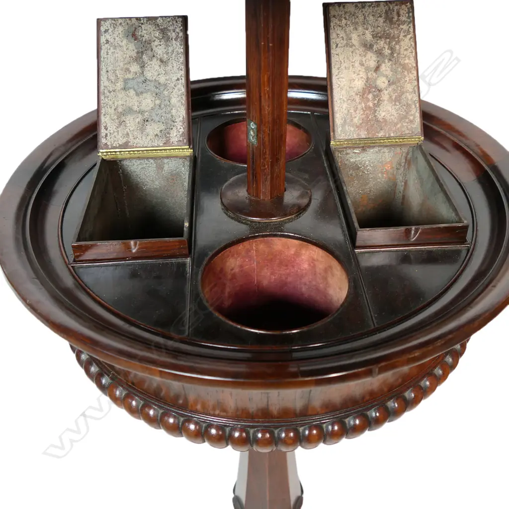 A rare telescopic lidded William IV rosewood circular teapoy, Image 1++