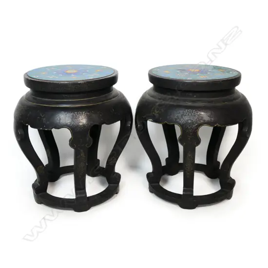 A pair of vintage Chinese stools,