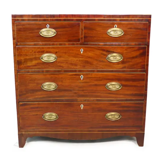 A Georgian flat front five drawer chest.