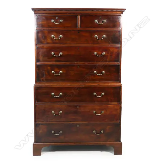 A Georgian mahogany chest on chest,