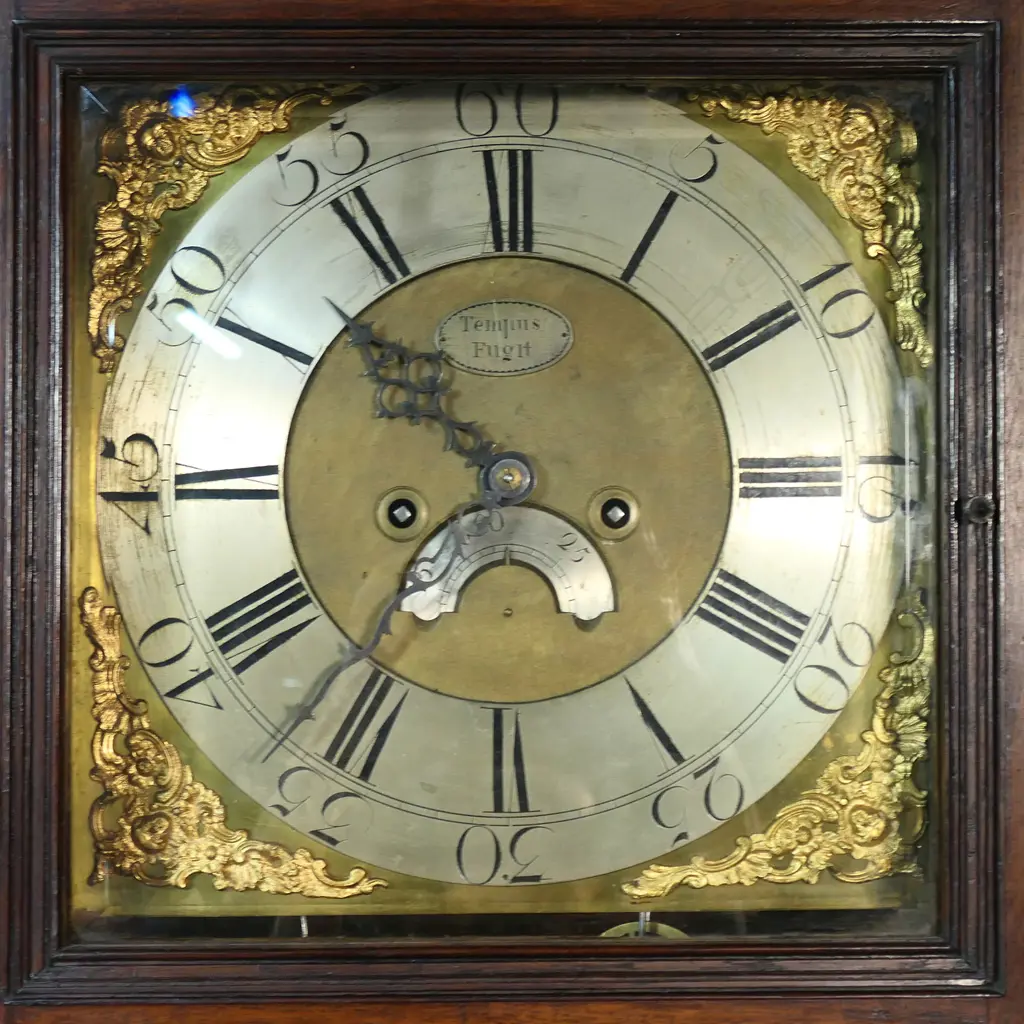 An early 20thC oak cased Georgian style long case clock, Image 1++