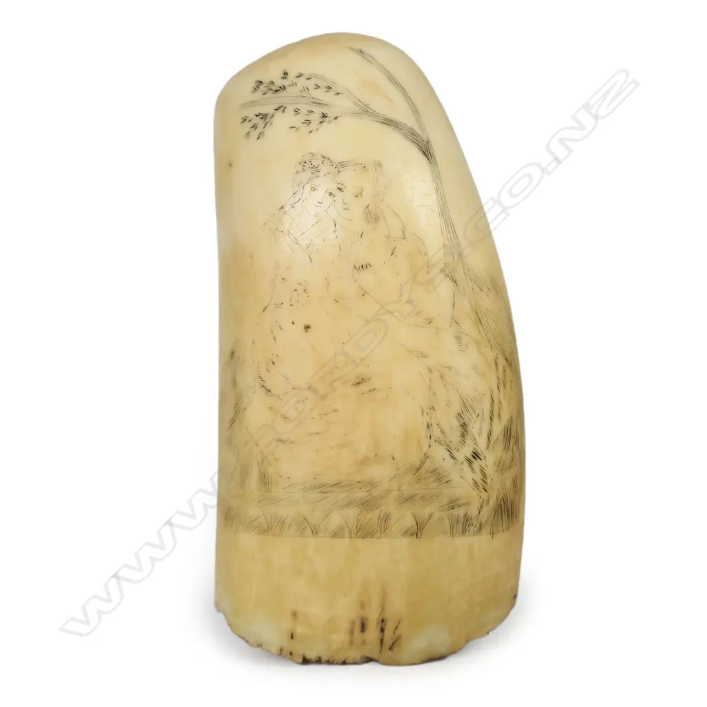 A 19thC scrimshaw whales tooth, Image 1++