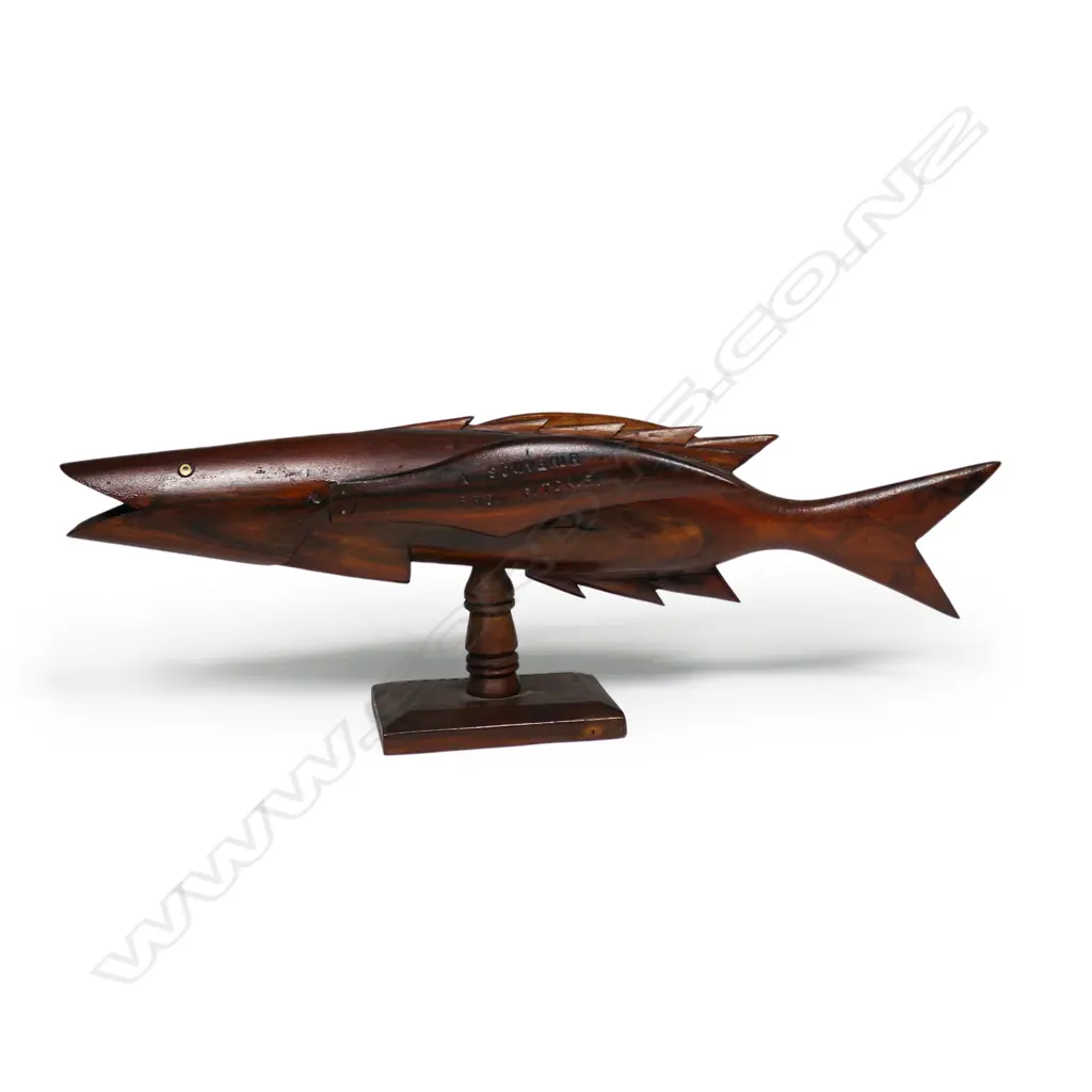 An old Pitcairn Island carved wood flying fish, Image 1++