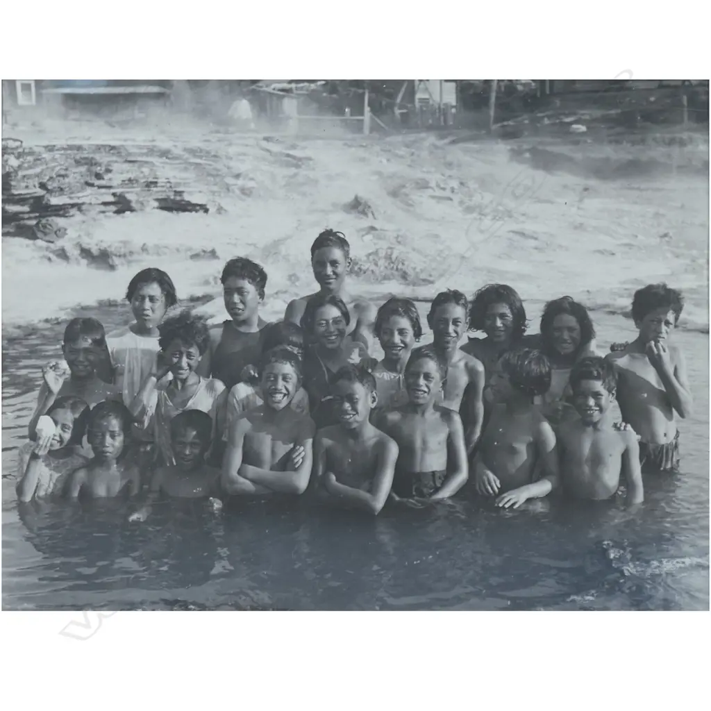 C. Troughton Clark (NZ 1890-1979) 'Children at Whakarewarewa', Image 1++