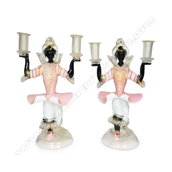 A pair of mid-century Murano glass Blackamoor candelabra,