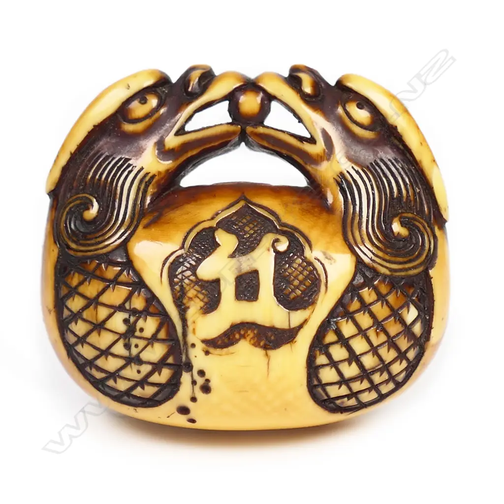 A 19thC ivory netsuke of a Mokugyo, Image 1++