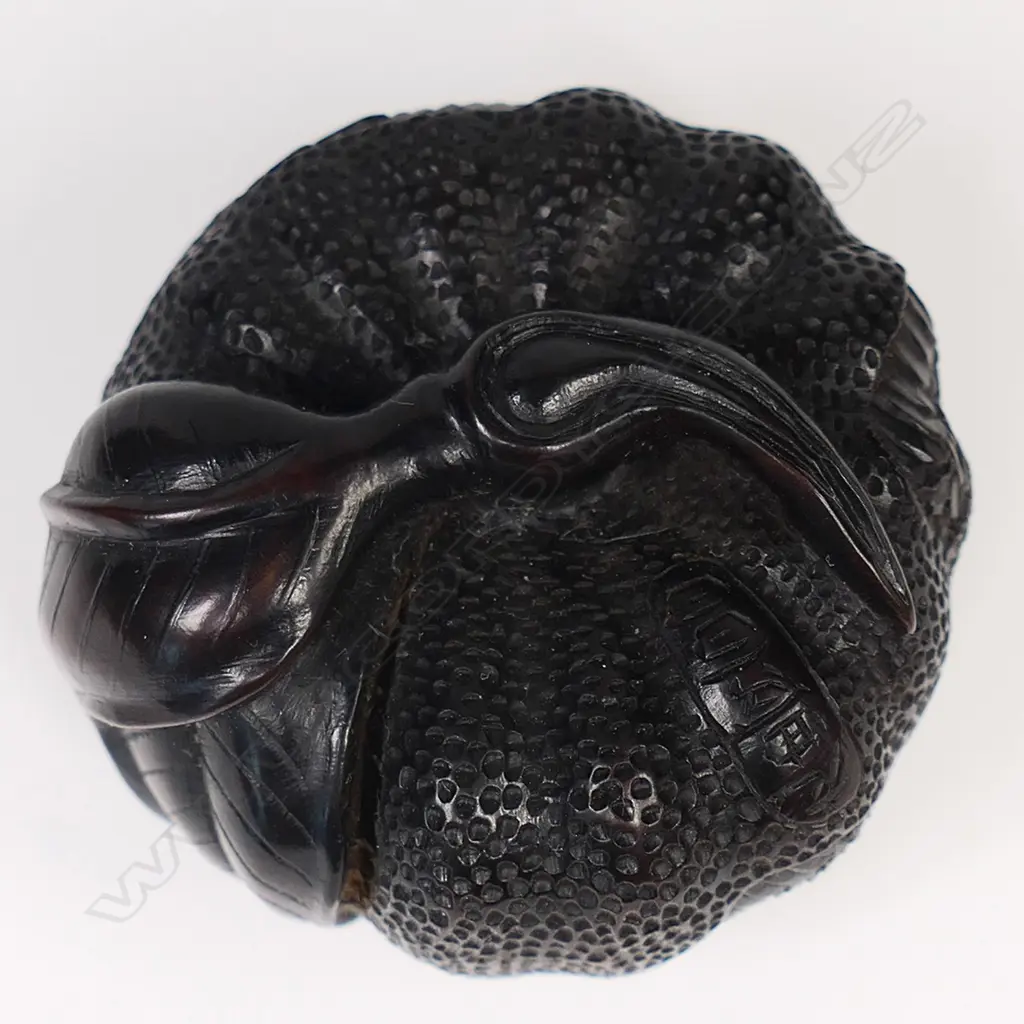 An old wood netsuke study of dragon and pumpkin, Image 1++