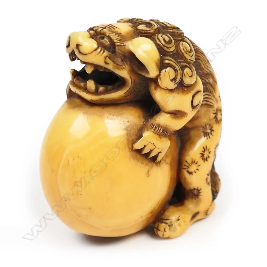 An old ivory netsuke of a shishi, Image 1++