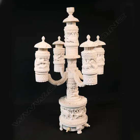 An Indian ivory carved table lamp,