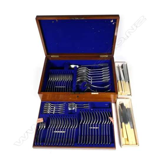 An Edwardian silver cutlery canteen,