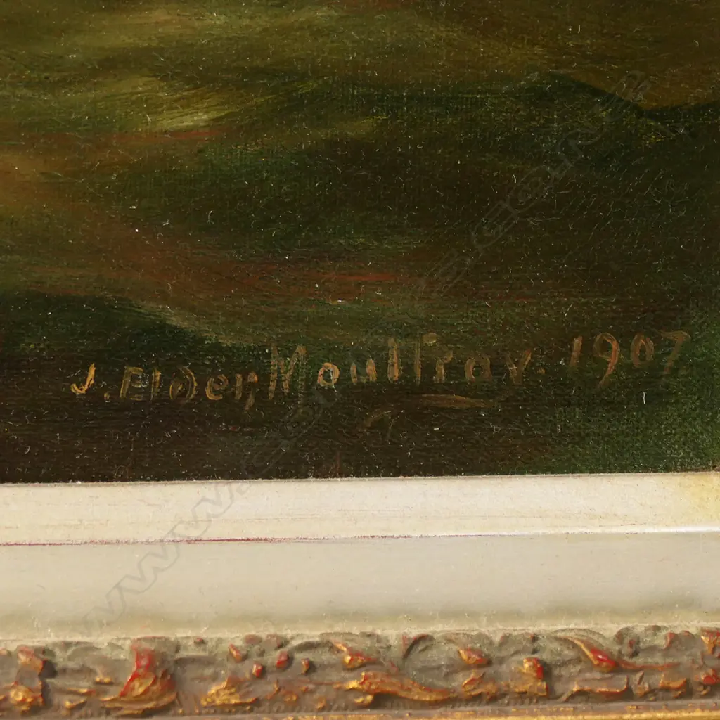 John Elder Moultray (Scotland/NZ 1865-1922), 'The Last Boat. Leaving a Burning Ship' Image 1++