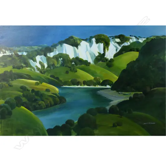 Lance O'Gorman (NZ 1940-) 'Rangatikei Moods (River of Contrasts),