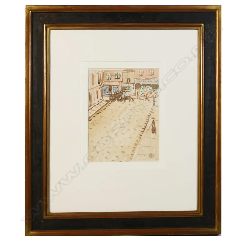 Raymond McIntyre (1879-1933), Cobbled Street with Horse and Cart c.1913, Image 1++