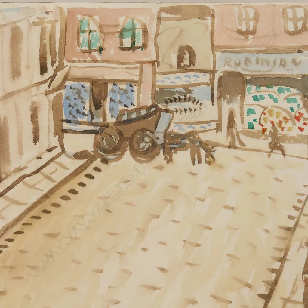 Raymond McIntyre (1879-1933), Cobbled Street with Horse and Cart c.1913, Image 1++