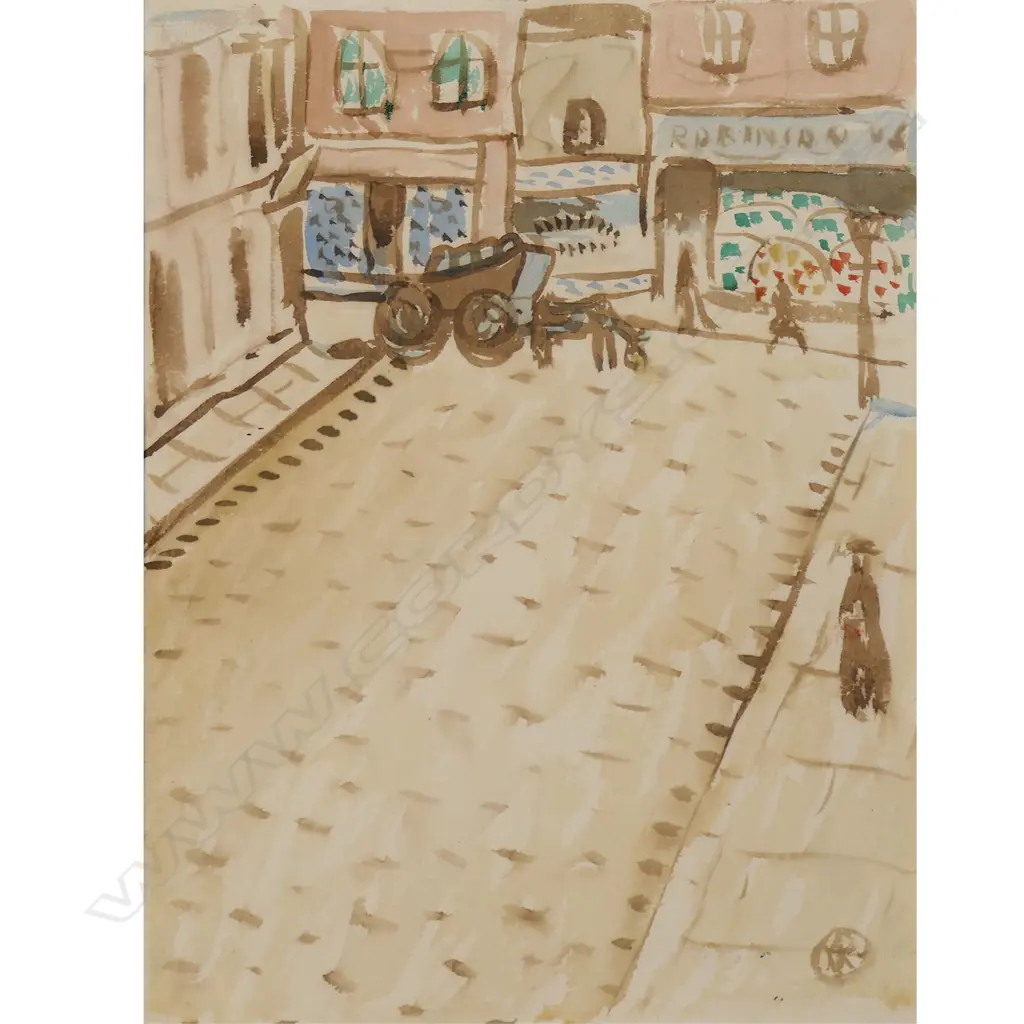Raymond McIntyre (1879-1933), Cobbled Street with Horse and Cart c.1913, Image 1++