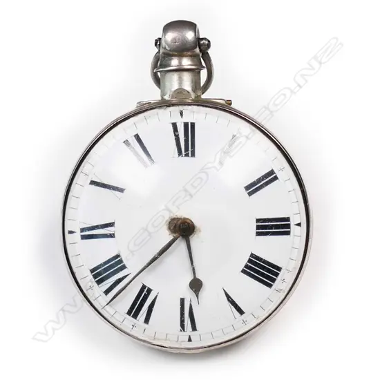 A George IV silver inner pair case pocket watch,