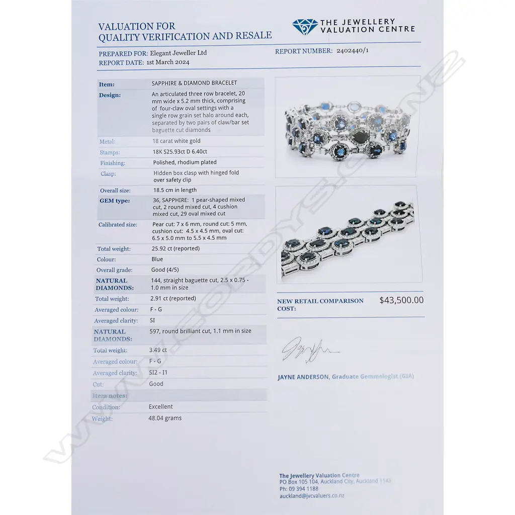 An impressive 18ct white gold sapphire and diamond triple row bracelet, Image 1++