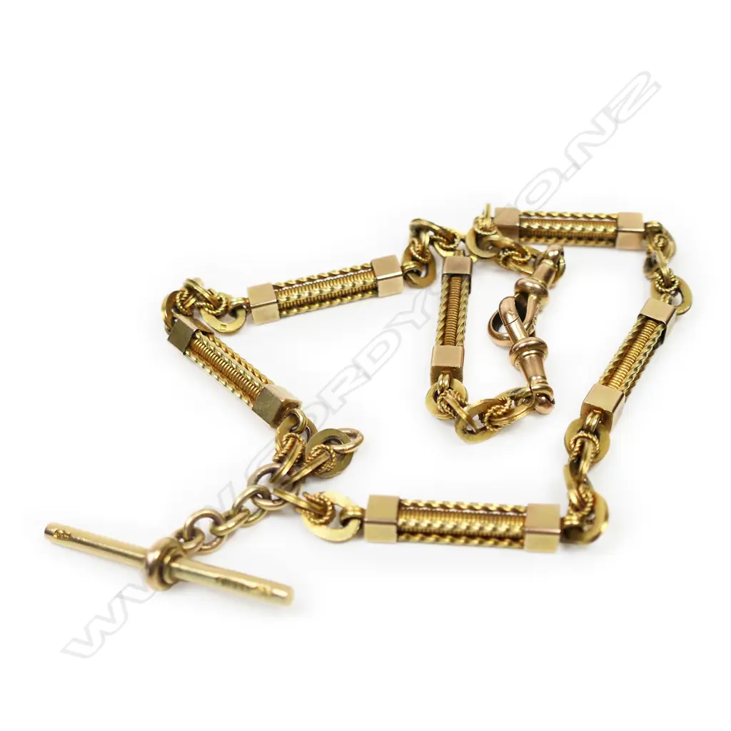 A fancy Victorian 9ct yellow gold fob chain, Image 1++