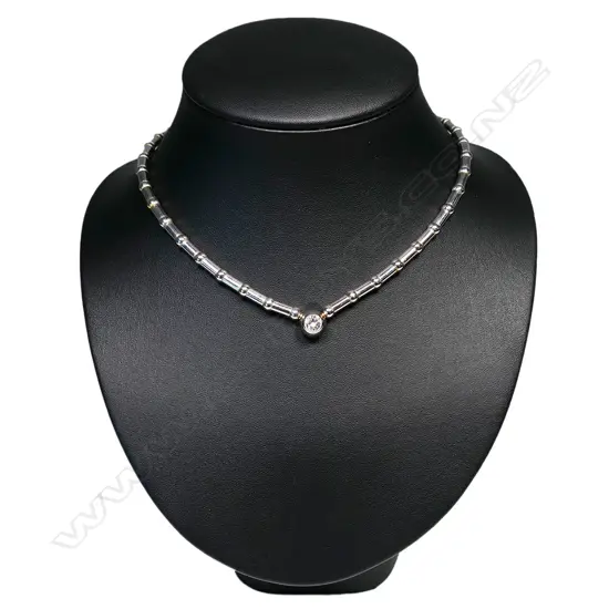 An impressive Chopard 18ct gold rhodium plated and diamond cliquet necklace,