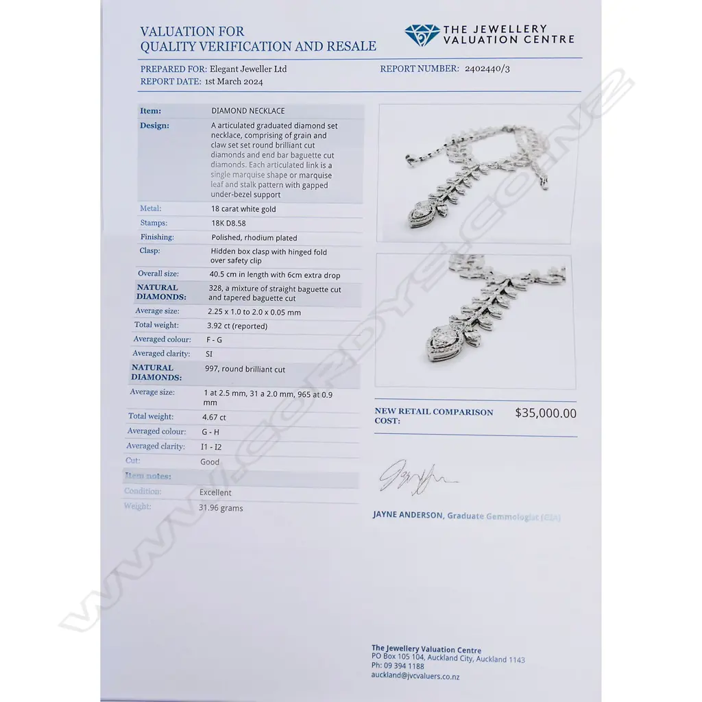 An 18ct white gold and multi diamond leafy vine design necklace, Image 1++