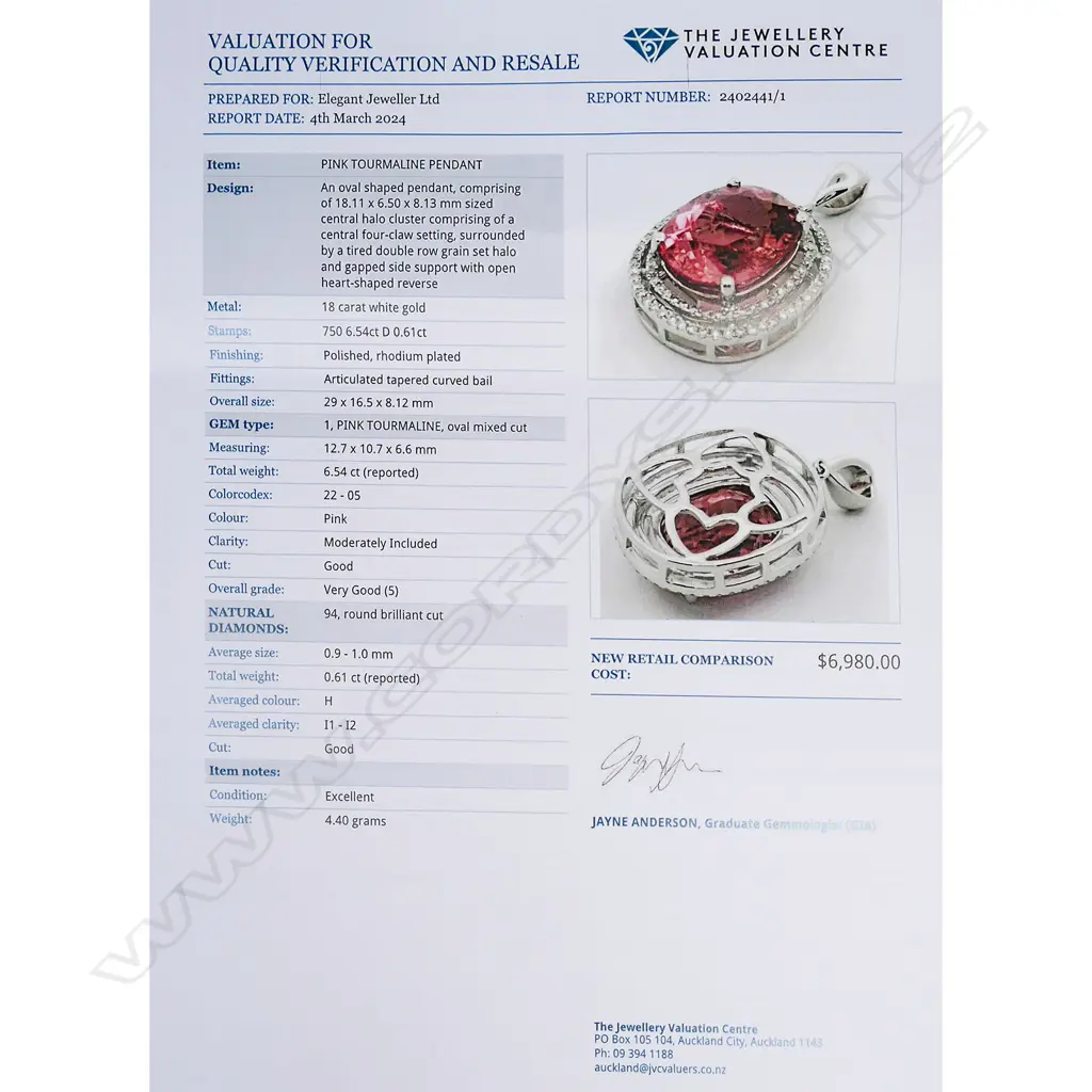 An 18ct white gold pink tourmaline and diamond pendant, Image 1++